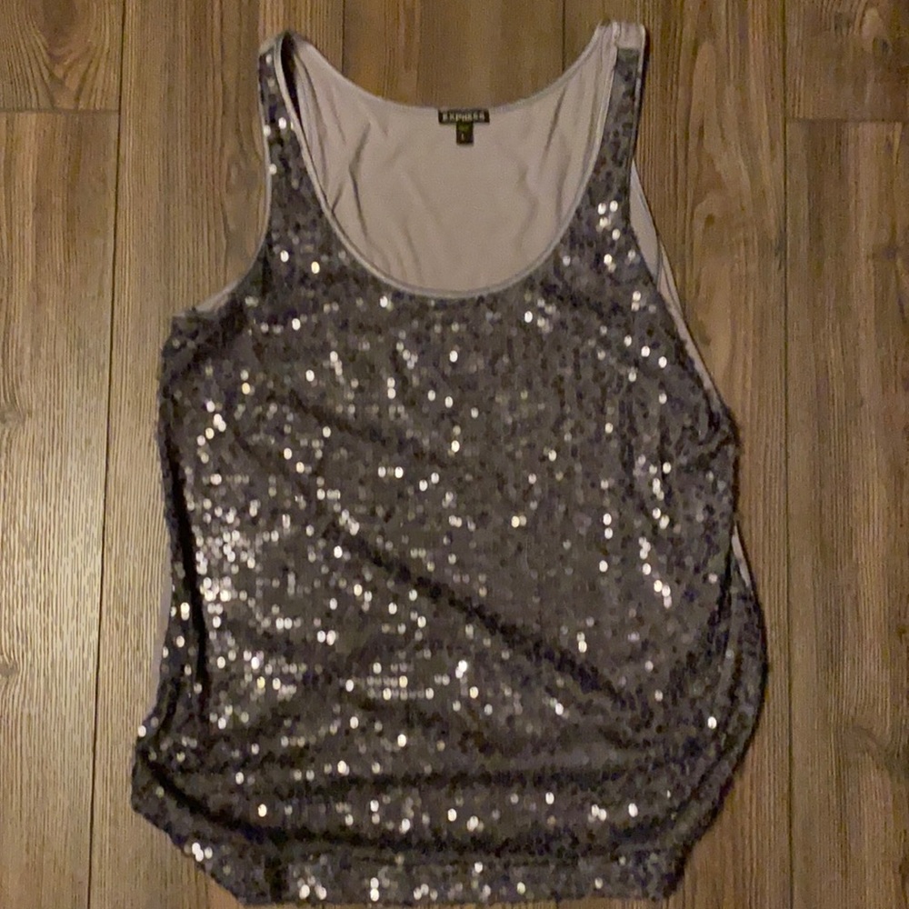 GUC Express sequin tank silver sz large